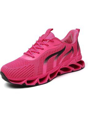 Women's Rose Red Sneakers Lace Up Athletic Running Walking Shoes